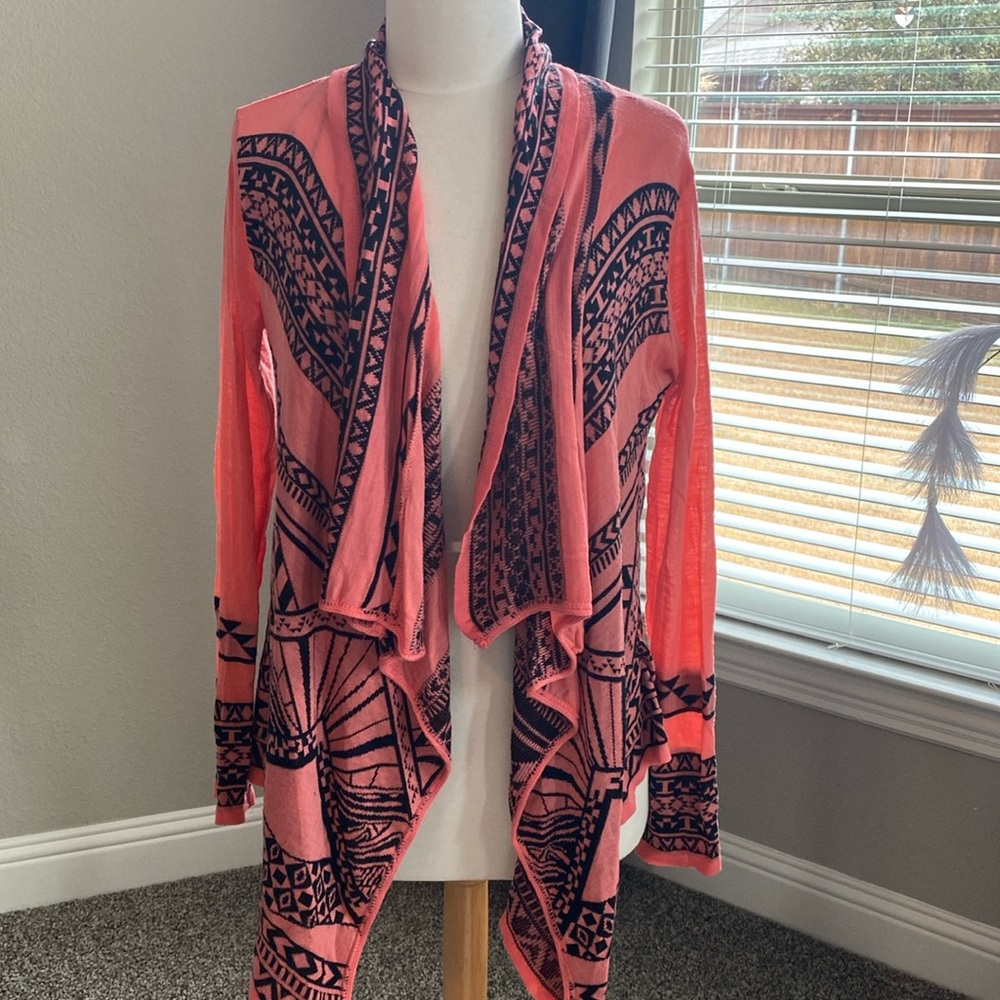 Salmon and black cardigan